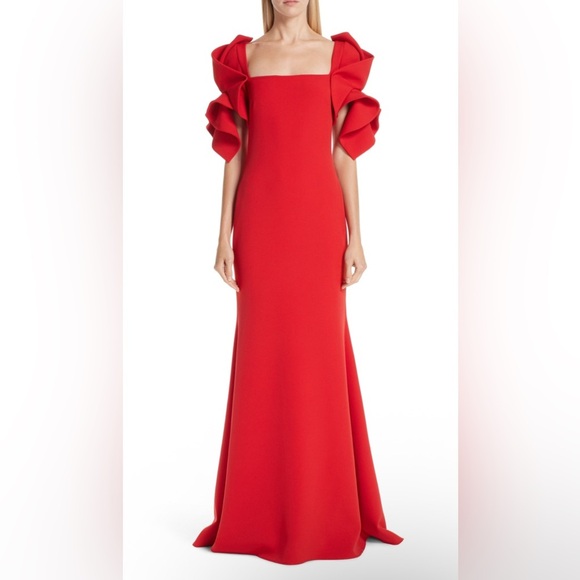 Badgley Mischka Dresses & Skirts - Badgley Mishka Origami Evening Dress Women’s Size 6 Red Structured Evening Event